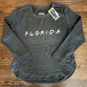 New W/ Tags State of Mine "Florida" Long Sleeve Dark Gray Shirt Women's Size Med
